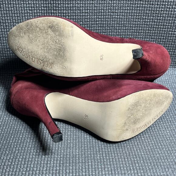 Kelsi Dagger Dorothy Booties Womens Size 8.5 Pink‎ Suede Leather Ruffle Stiletto - Picture 8 of 9